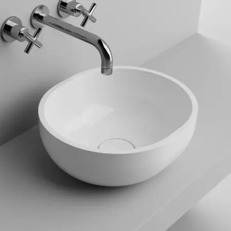 Obiecte Sanitare - Lavoar pe blat din compozit Marmite Chira 40 cm alb