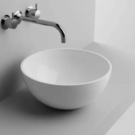 Obiecte Sanitare - Lavoar pe blat din compozit Marmite Riga High 38 cm alb