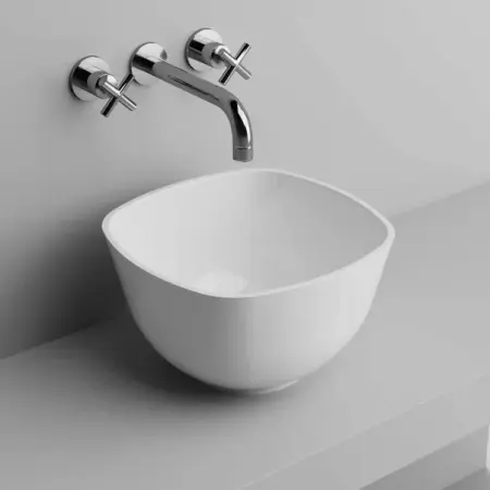 Obiecte Sanitare - Lavoar pe blat din compozit Marmite Volos alb 40 cm