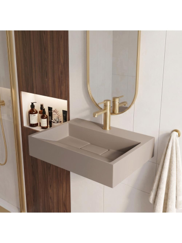 Lavoar compozit Rea Goya Taupe mat 500x370mm montaj blat sau perete [5]