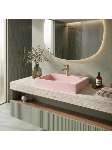 Lavoar blat Rea Goya Pink 50cm roz mat conglomerat dreptunghiular 500x370mm [5]