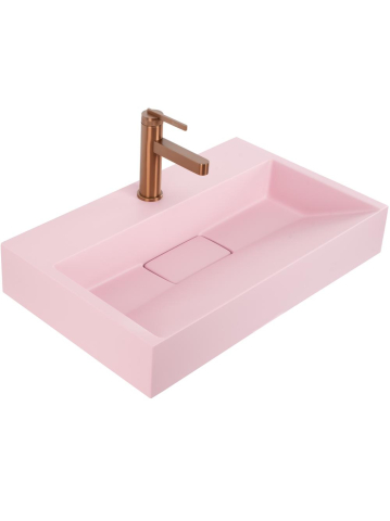 Lavoar blat Rea Goya Pink 50cm roz mat conglomerat dreptunghiular 500x370mm [8]