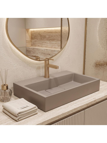 Lavoar compozit Rea Goya Taupe mat 600x370x140mm montaj blat perete [3]