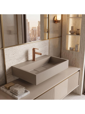 Lavoar compozit Rea Goya Taupe mat 600x370x140mm montaj blat perete [4]