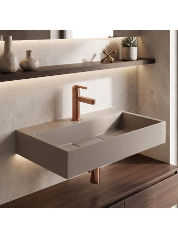 Lavoar compozit Rea Goya Taupe mat 600x370x140mm montaj blat perete [5]