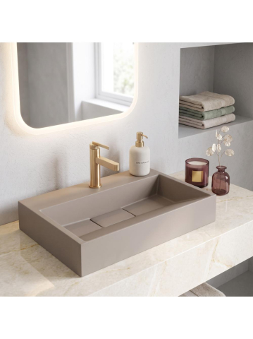 Lavoar compozit Rea Goya Taupe mat 600x370x140mm montaj blat perete [9]