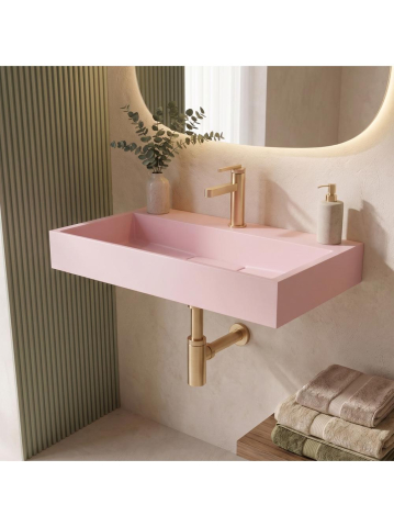 Lavoar pe blat Rea Goya Pink 60cm roz mat conglomerat dreptunghiular [8]