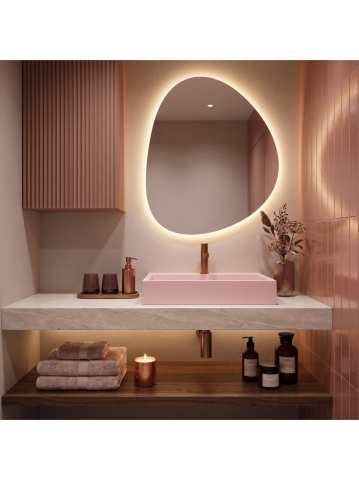 Lavoar pe blat Rea Goya Pink 60cm roz mat conglomerat dreptunghiular [5]