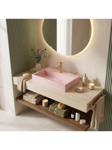 Lavoar pe blat Rea Goya Pink 60cm roz mat conglomerat dreptunghiular [7]