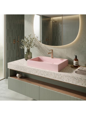 Lavoar pe blat Rea Goya Pink 60cm roz mat conglomerat dreptunghiular [2]