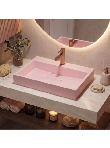 Lavoar pe blat Rea Goya Pink 60cm roz mat conglomerat dreptunghiular [4]
