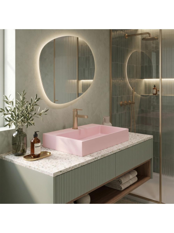 Lavoar pe blat Rea Goya Pink 60cm roz mat conglomerat dreptunghiular [1]