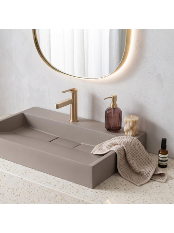 Lavoar compozit Rea Goya Taupe mat 700x460mm montaj blat perete [6]