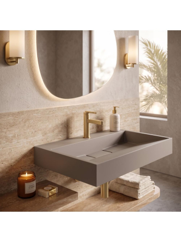 Lavoar compozit Rea Goya Taupe mat 700x460mm montaj blat perete [3]