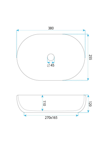 Lavoar pe blat Rea Evora imitatie piatra mat oval 375x255x120 mm [7]