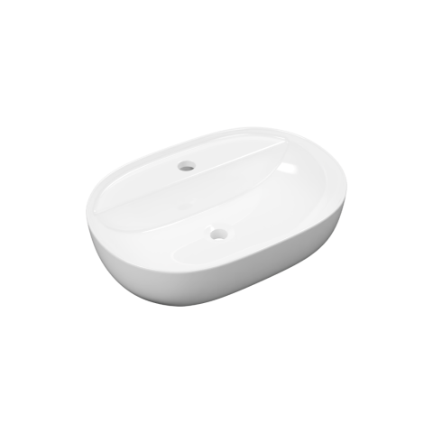 Lavoare - Lavoar pe blat Excellent Jima 51x38 cm oval cu orificiu baterie alb lucios