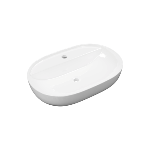 Lavoare - Lavoar blat Excellent Jima 61x41 cm oval cu orificiu baterie alb lucios