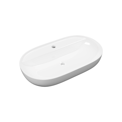 Lavoare - Lavoar pe blat Excellent Jima 71x41 cm oval alb lucios