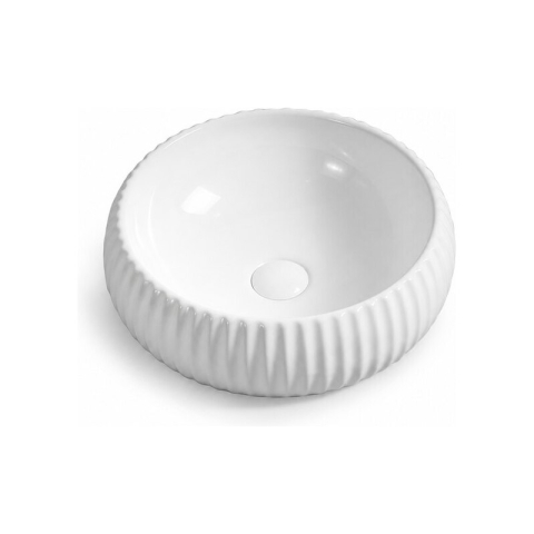 Obiecte Sanitare - Lavoar pe blat Fluminia, Adel R, exterior riflat, 40.5x40.5 cm, alb