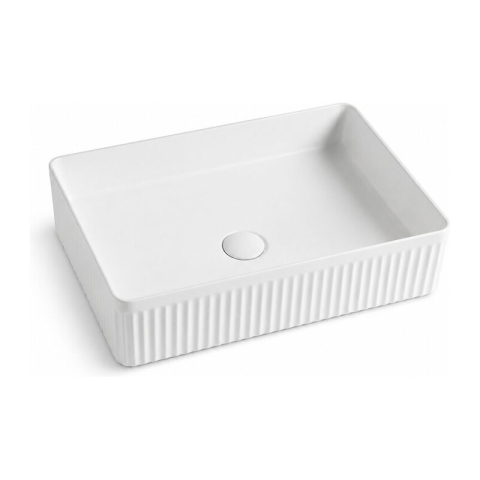 Obiecte Sanitare - Lavoar pe blat Fluminia, Ares R, exterior riflat, 50 x 34 cm, alb