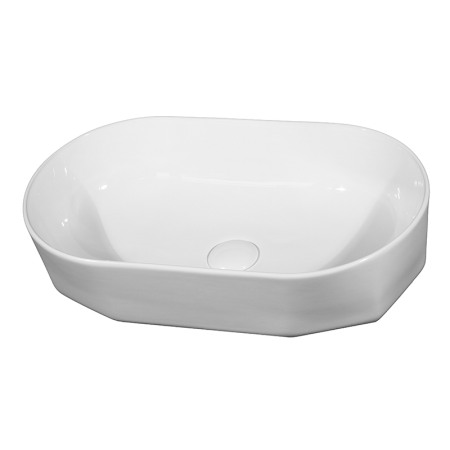 Obiecte Sanitare - Lavoar pe blat, Fluminia, Ariel, oval, cu baza poligonala, 55 x 31 cm, alb