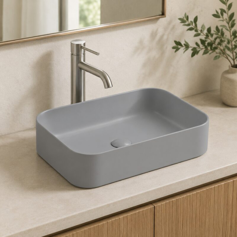 Lavoar pe blat Fluminia, Capri 55 Art Basin, dreptunghiular, 55 x 38 cm, gri deschis [1]