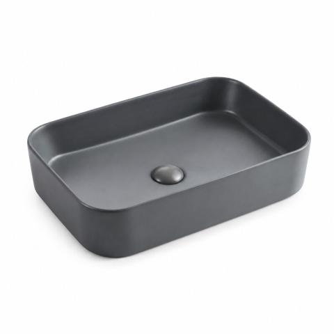 Obiecte Sanitare - Lavoar pe blat Fluminia, Capri 55 Art Basin, dreptunghiular, 55 x 38 cm, gri închis