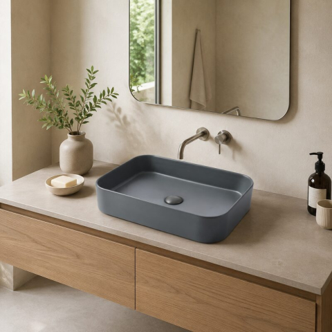 Lavoar pe blat Fluminia, Capri 55 Art Basin, dreptunghiular, 55 x 38 cm, gri închis [1]
