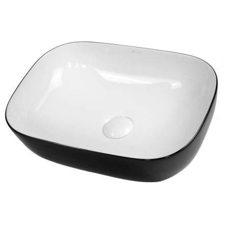 Obiecte Sanitare - Lavoar pe blat Fluminia, Crius, dreptunghiular, 45.5 x 32 cm, alb-negru