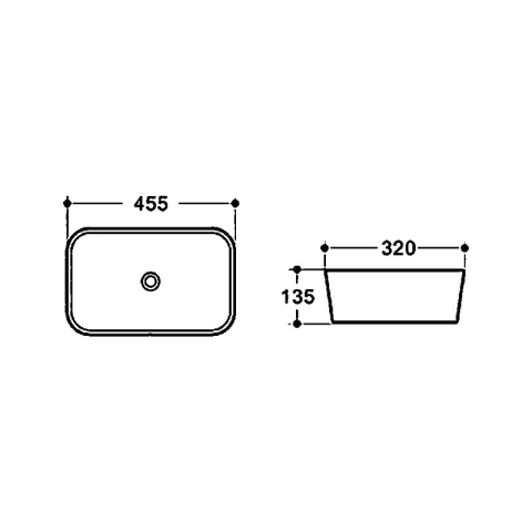 Lavoar pe blat Fluminia, Crius, dreptunghiular, 45,5 x 32 cm, cappuccino [2]