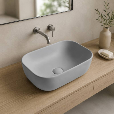 - Lavoar pe blat Fluminia, Crius, dreptunghiular, 45,5 x 32 cm, gri deschis [1]