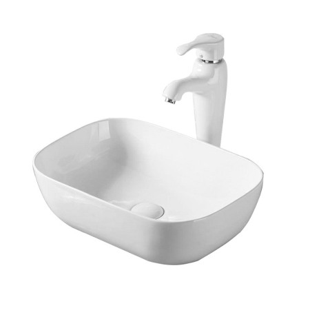 Obiecte Sanitare - Lavoar pe blat Fluminia, Fides, alb, 48.5 x 39.5 cm