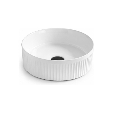Lavoare - Lavoar pe blat Fluminia, Havana R, exterior riflat, 38x38 cm, alb