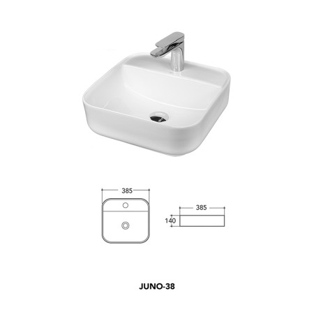 Lavoar pe blat, Fluminia, Juno-38, pătrat, 38,5 x 38,5 cm, alb [1]