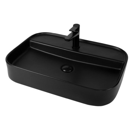 Obiecte Sanitare - Lavoar pe blat, Fluminia, Juno-65MB, dreptunghiular, 65 x 45 cm, negru mat