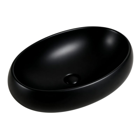 Obiecte Sanitare - Lavoar pe blat Fluminia, Lheea, oval, 58.5 x 40 cm, negru mat