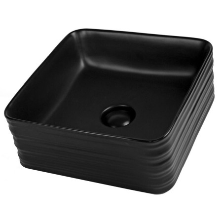 Obiecte Sanitare - Lavoar pe blat, Fluminia, My Black Box, patrat, 39 x 39 cm, cu ventil, negru mat
