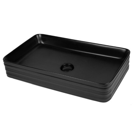Obiecte Sanitare - Lavoar pe blat, Fluminia, My Black Square, dreptunghiular, 67.5 x39 cm, negru mat