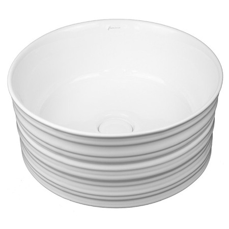 Obiecte Sanitare - Lavoar pe blat Fluminia, My circle, diametru 41 cm, rotund, cu ventil, alb