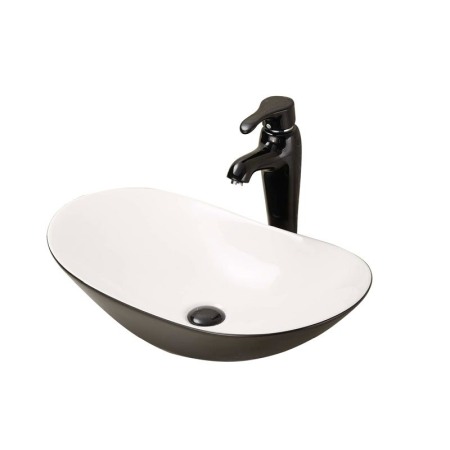 Obiecte Sanitare - Lavoar pe blat Fluminia, My night, oval, 60.5 x 36 cm, alb-negru