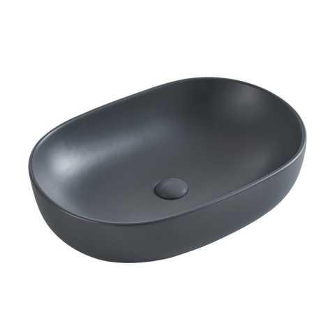 Obiecte Sanitare - Lavoar pe blat Fluminia, Odera, oval, 60 x 41.5 cm, gri închis
