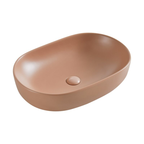 Obiecte Sanitare - Lavoar pe blat Fluminia, Odera, oval, 60 x 41.5 cm, mattone