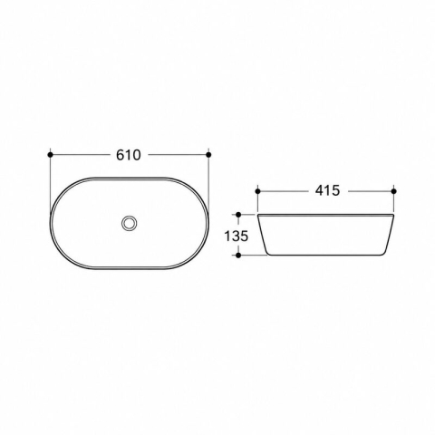 Lavoar pe blat Fluminia, Odera Slim, oval, 61 x 41.5 cm, cappuccino [2]