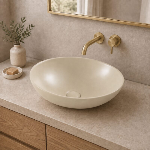 Lavoar pe blat Fluminia, Rio, oval, 41 x 33 cm, cappuccino [1]