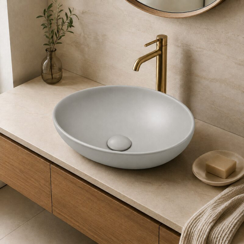Lavoar pe blat Fluminia, Rio, oval, 41 x 33 cm, gri deschis [1]