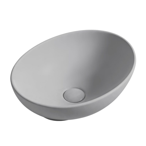 Obiecte Sanitare - Lavoar pe blat Fluminia, Rio, oval, 41 x 33 cm, gri deschis