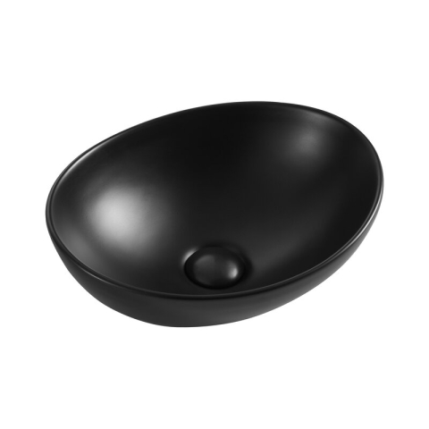Obiecte Sanitare - Lavoar pe blat Fluminia, Rio, oval, 41 x 33 cm, negru mat