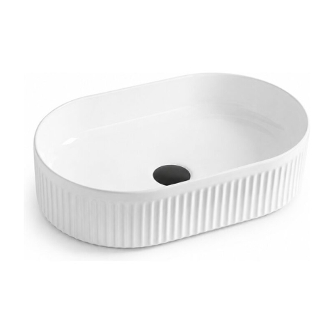 Obiecte Sanitare - Lavoar pe blat Fluminia Tisa R , riflat, 49 × 31.5 cm, alb