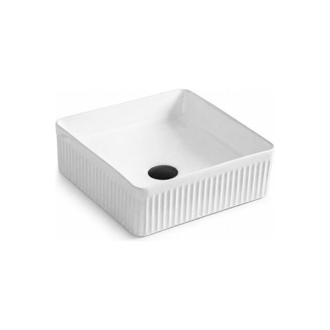Obiecte Sanitare - Lavoar pe blat Fluminia Titan R, riflat, 38 × 38 cm, alb