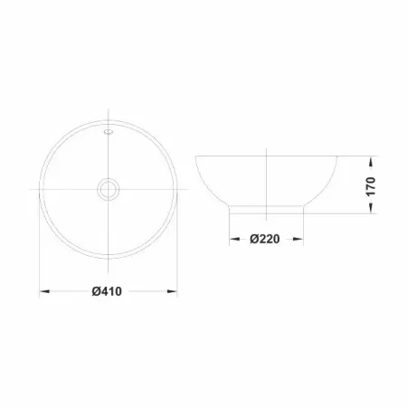 Lavoar pe blat Gala Bowl rotund alb lucios 41 cm [2]
